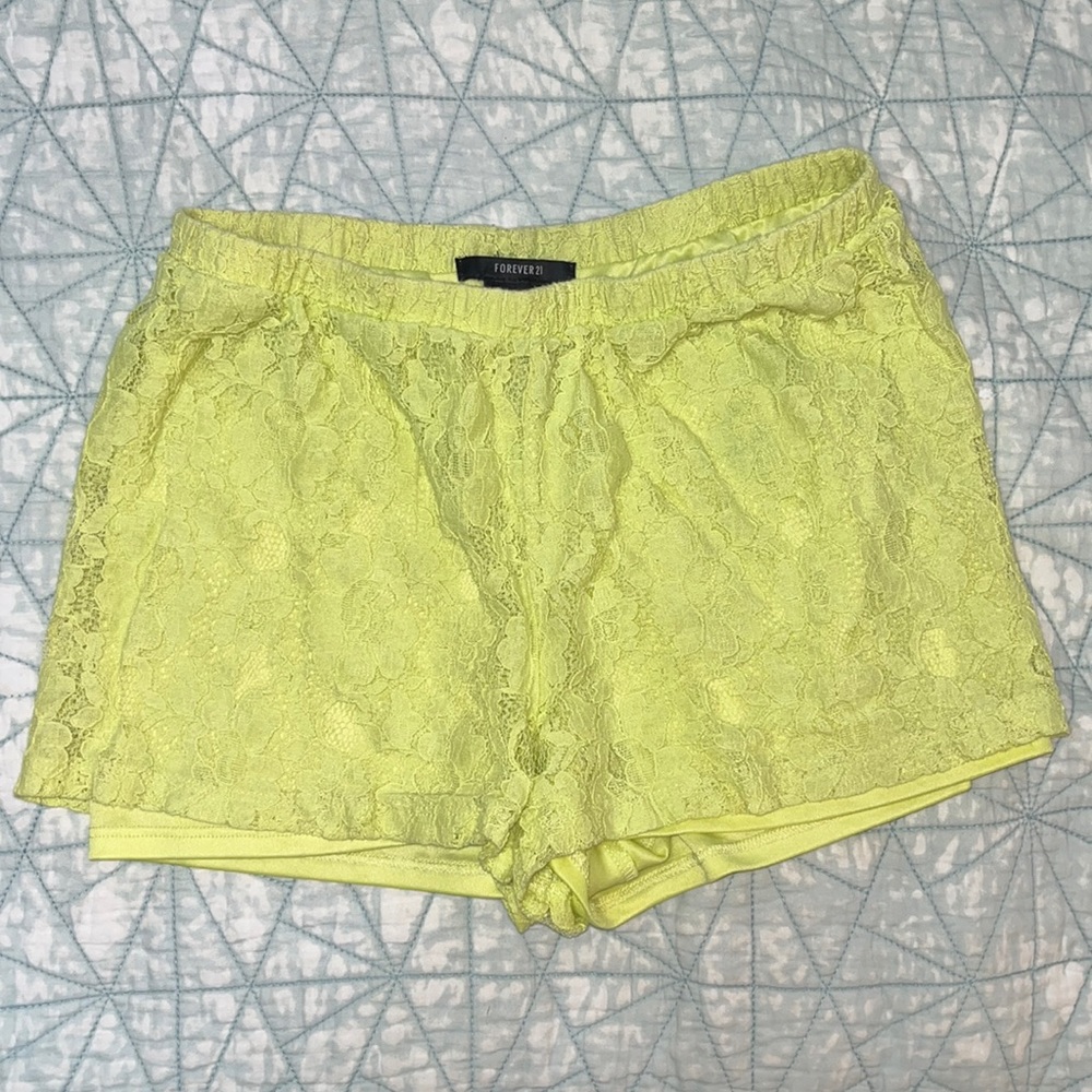 Forever 21 neon yellow lace short
